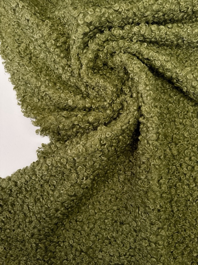 Green Polyester Bouclé Knitted
