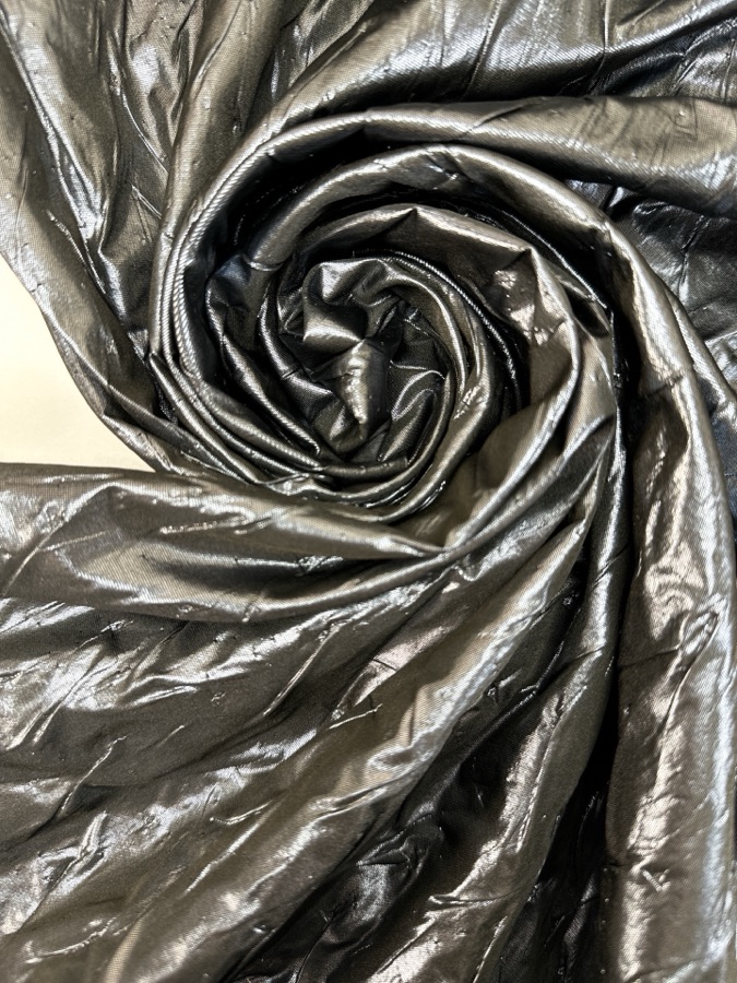 Silver Black Lurex Polyester Matlassé