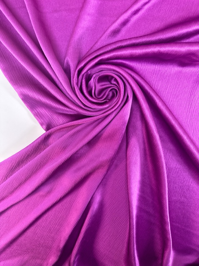 Crinkled Purple Silk Sateen